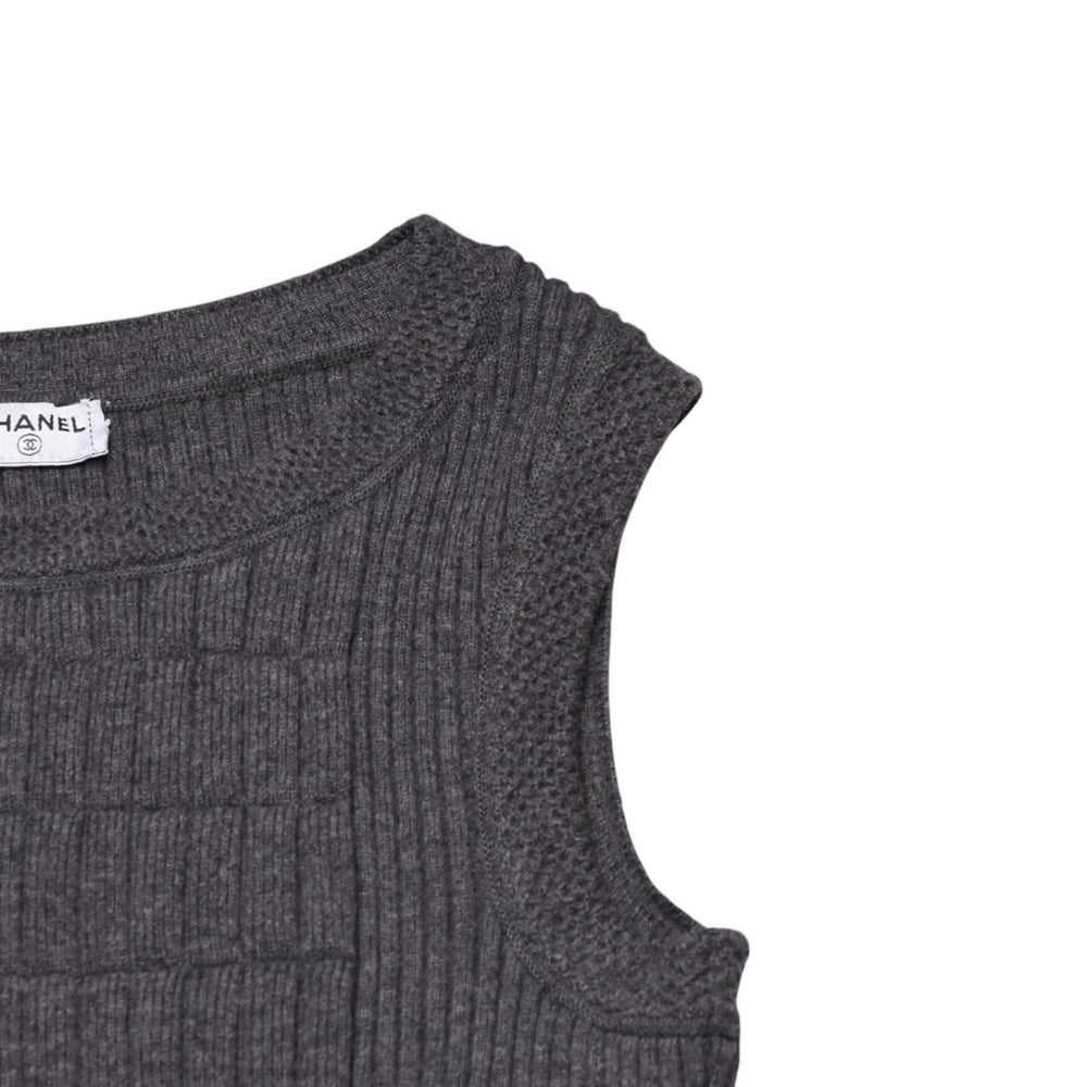 CHANEL Dress Sleeveless Skirt Gray Knit Here Mark Missing Tag Good Condition Used 4a002620