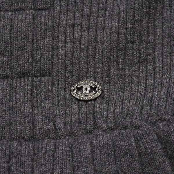 CHANEL シャネル ワンピース ノースリーブ スカート グレー ニット ココマーク タグ欠品 美品 中古 4a002620
