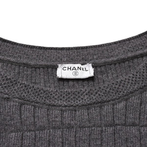 CHANEL シャネル ワンピース ノースリーブ スカート グレー ニット ココマーク タグ欠品 美品 中古 4a002620