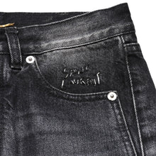 画像をギャラリービューアに読み込む, 極美品 SAINT LAURENT サンローラン デニムパンツ 切りっぱなし デニム ブラック グレー シルバー金具 サイズ24 中古 4a002653