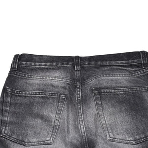極美品 SAINT LAURENT サンローラン デニムパンツ 切りっぱなし デニム ブラック グレー シルバー金具 サイズ24 中古 4a002653