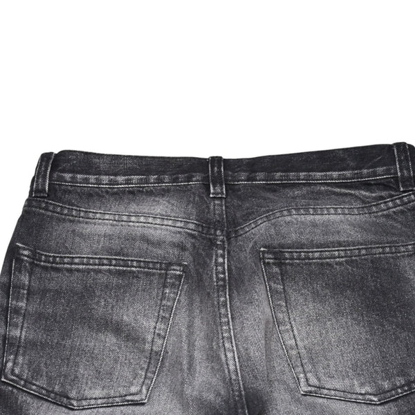 極美品 SAINT LAURENT サンローラン デニムパンツ 切りっぱなし デニム ブラック グレー シルバー金具 サイズ24 中古 4a002653