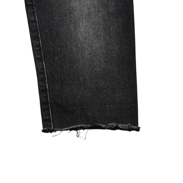 極美品 SAINT LAURENT サンローラン デニムパンツ 切りっぱなし デニム ブラック グレー シルバー金具 サイズ24 中古 4a002653