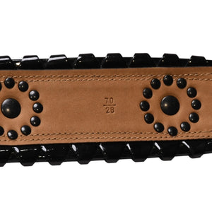 極美品 ALAIA アライア ベルト・バックル AC 5025 2 ブラック サイズ70/28 エナメル ブロンズ金具 中古 4a002660