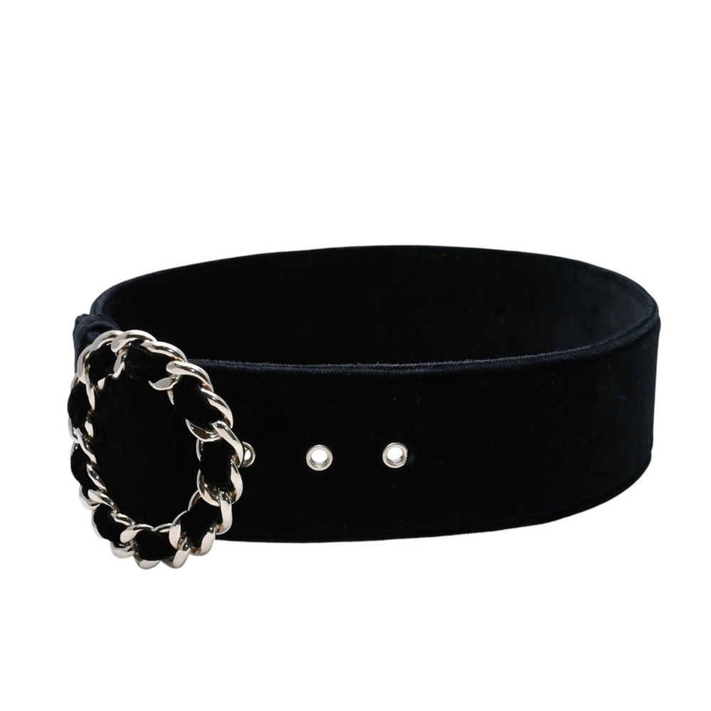 極美品 CHANEL シャネル ベルト ベルベットベルト ベロア サイズ65/26 ブラック ゴールド金具 中古 4a002661