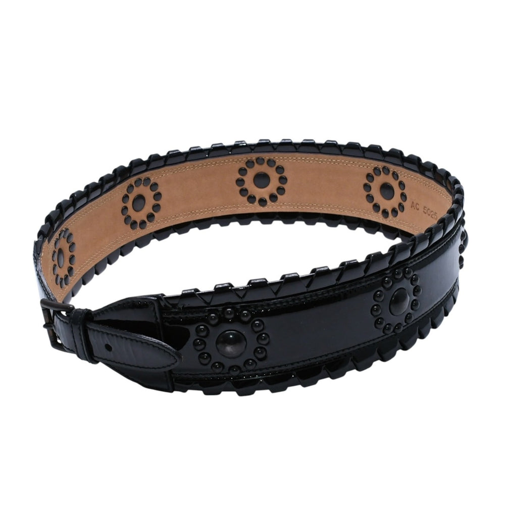 Very good condition ALAIA belt buckle AC 5025 2 black size 70/28 enamel bronze hardware used 4a002660