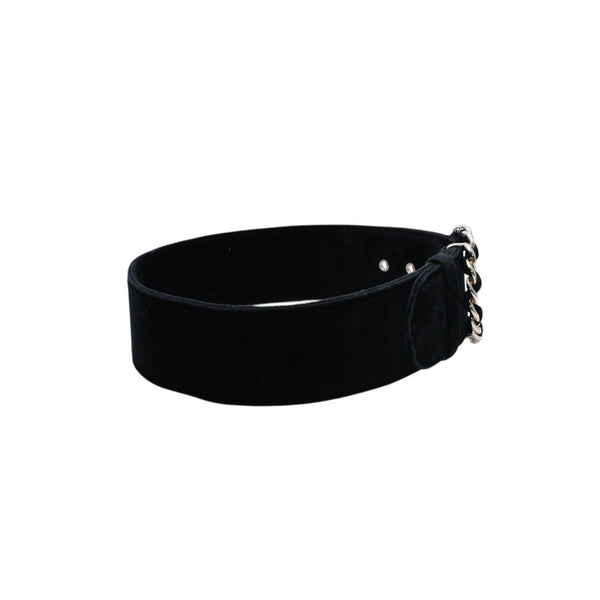 極美品 CHANEL シャネル ベルト ベルベットベルト ベロア サイズ65/26 ブラック ゴールド金具 中古 4a002661