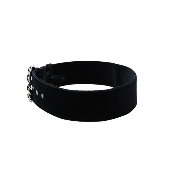 極美品 CHANEL シャネル ベルト ベルベットベルト ベロア サイズ65/26 ブラック ゴールド金具 中古 4a002661