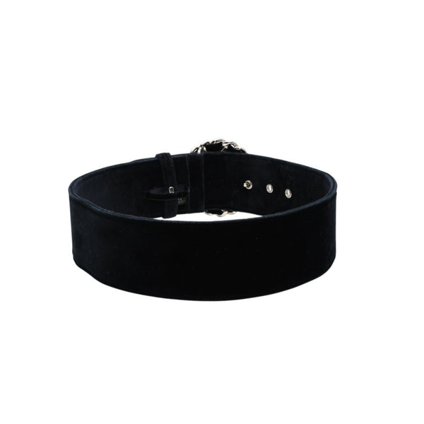 極美品 CHANEL シャネル ベルト ベルベットベルト ベロア サイズ65/26 ブラック ゴールド金具 中古 4a002661