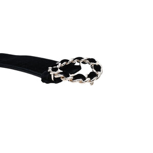 極美品 CHANEL シャネル ベルト ベルベットベルト ベロア サイズ65/26 ブラック ゴールド金具 中古 4a002661