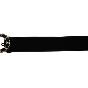 極美品 CHANEL シャネル ベルト ベルベットベルト ベロア サイズ65/26 ブラック ゴールド金具 中古 4a002661
