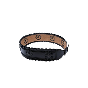 極美品 ALAIA アライア ベルト・バックル AC 5025 2 ブラック サイズ70/28 エナメル ブロンズ金具 中古 4a002660