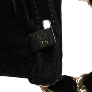 極美品 CHANEL シャネル ベルト ベルベットベルト ベロア サイズ65/26 ブラック ゴールド金具 中古 4a002661