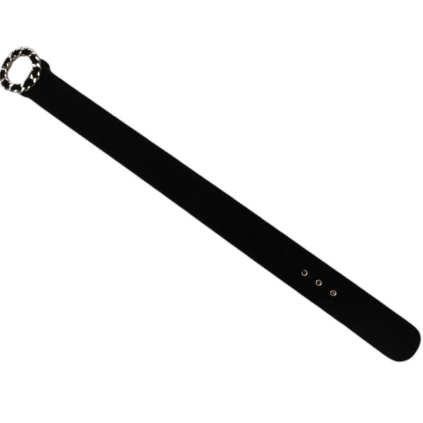 極美品 CHANEL シャネル ベルト ベルベットベルト ベロア サイズ65/26 ブラック ゴールド金具 中古 4a002661