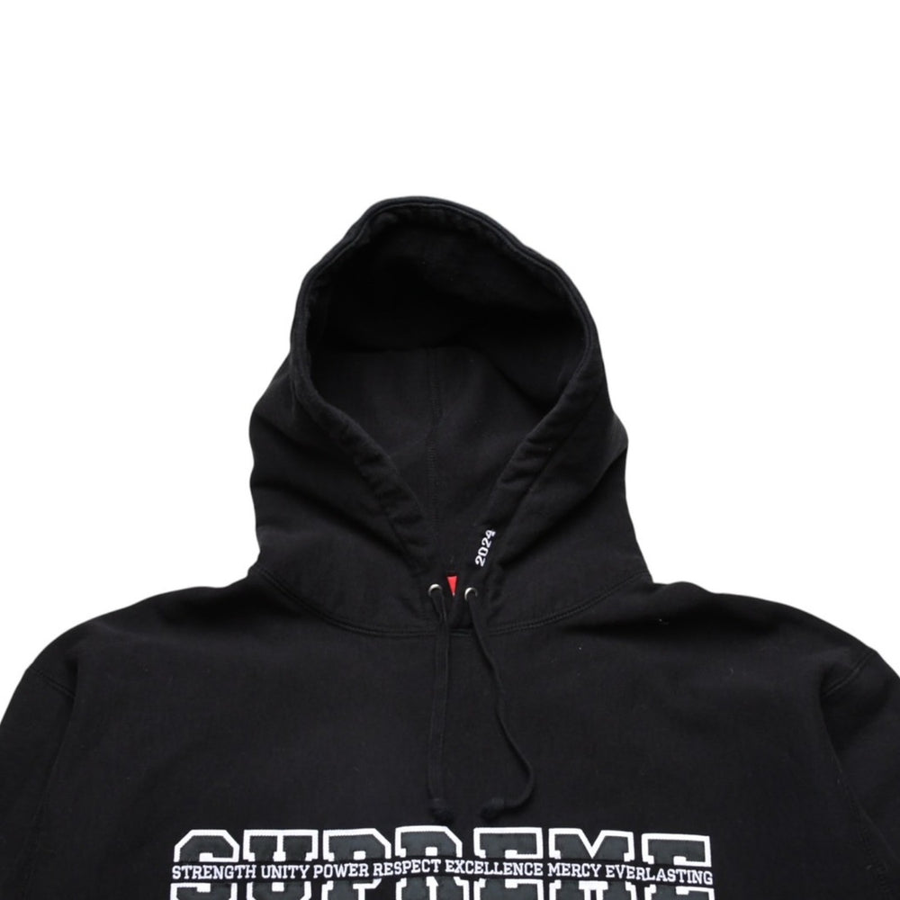 Very Good Condition Supreme Black White RN101837 Hoodie 2024 Hoodie Size L Used 4a003064