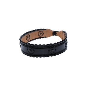 極美品 ALAIA アライア ベルト・バックル AC 5025 2 ブラック サイズ70/28 エナメル ブロンズ金具 中古 4a002660