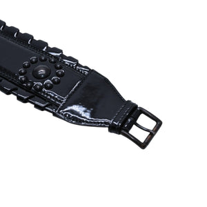 極美品 ALAIA アライア ベルト・バックル AC 5025 2 ブラック サイズ70/28 エナメル ブロンズ金具 中古 4a002660