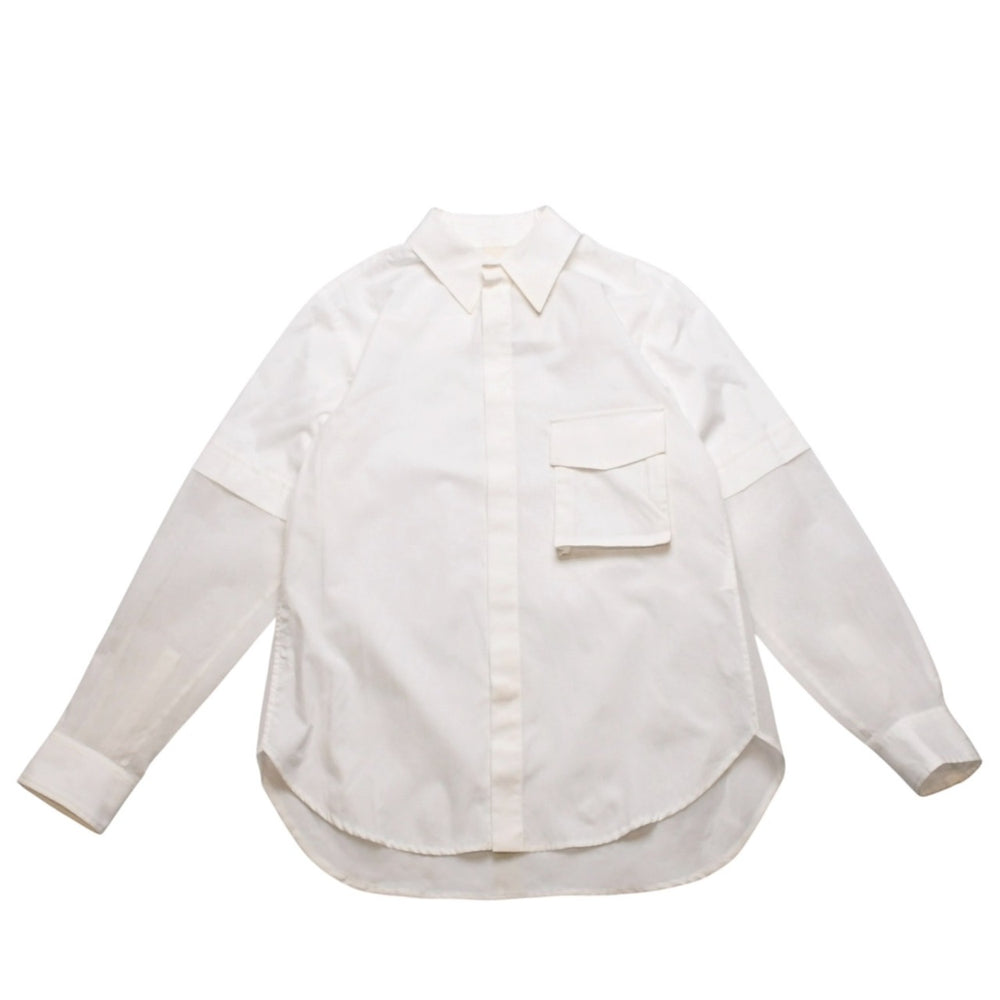 Very good condition GroundY Yohji Yamamoto organdy combination blouse shirt see-through white blouse dress shirt GZ-B03-806 Used 4a002155