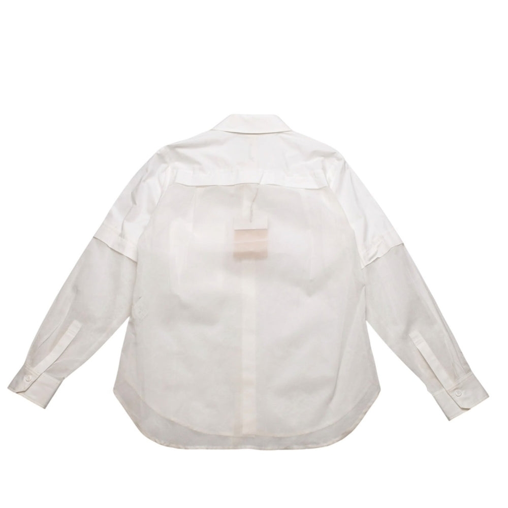 Very good condition GroundY Yohji Yamamoto organdy combination blouse shirt see-through white blouse dress shirt GZ-B03-806 Used 4a002155