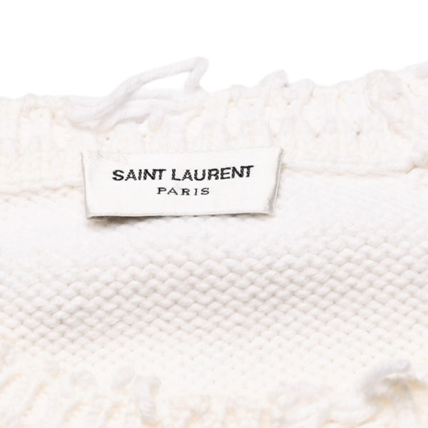 極美品 SAINT LAURENT PARIS サンローラン パリ ニット セーター 605191 ニット ホワイト サイズXS 中古 4a002702