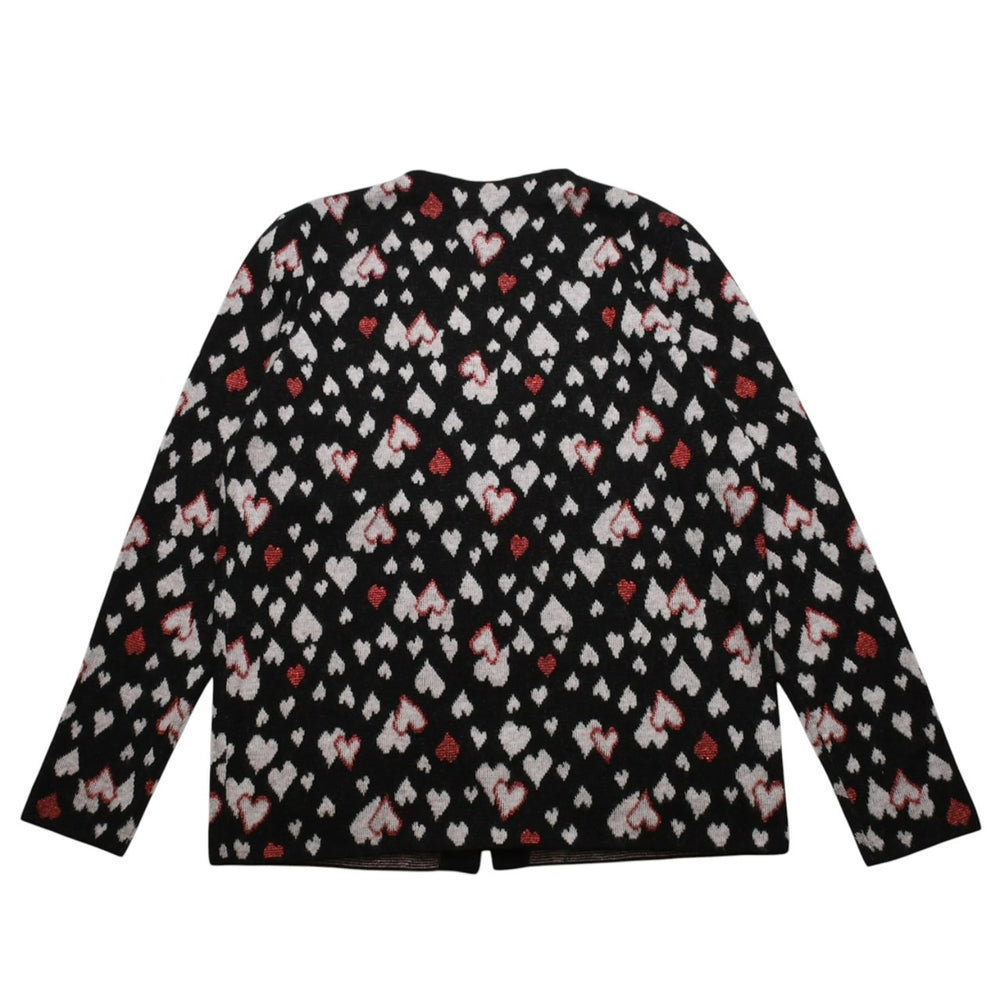 極美品 SAINT LAURENT サンローラン SS16 ハート カーディガン エディー期 423198 コットン ハート ブラック ホワイト レッド サイズ M 中古 4a002635