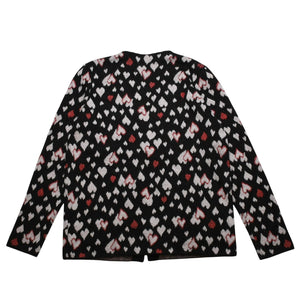 極美品 SAINT LAURENT サンローラン SS16 ハート カーディガン エディー期 423198 コットン ハート ブラック ホワイト レッド サイズ M 中古 4a002635