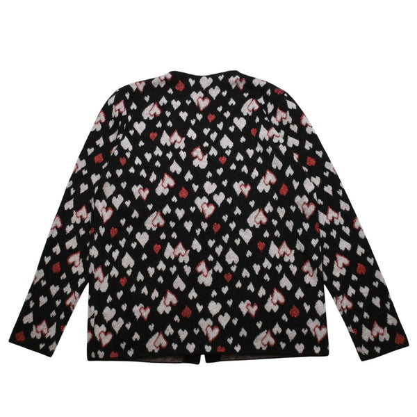 極美品 SAINT LAURENT サンローラン SS16 ハート カーディガン エディー期 423198 コットン ハート ブラック ホワイト レッド サイズ M 中古 4a002635