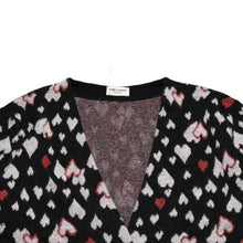 画像をギャラリービューアに読み込む, 極美品 SAINT LAURENT サンローラン SS16 ハート カーディガン エディー期 423198 コットン ハート ブラック ホワイト レッド サイズ M 中古 4a002635