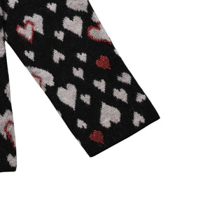 極美品 SAINT LAURENT サンローラン SS16 ハート カーディガン エディー期 423198 コットン ハート ブラック ホワイト レッド サイズ M 中古 4a002635