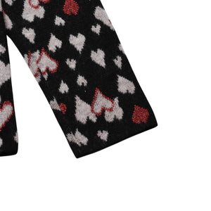 極美品 SAINT LAURENT サンローラン SS16 ハート カーディガン エディー期 423198 コットン ハート ブラック ホワイト レッド サイズ M 中古 4a002635