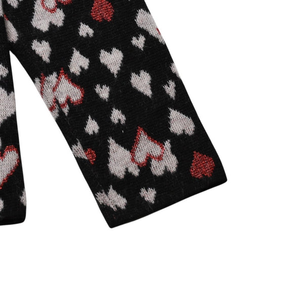 極美品 SAINT LAURENT サンローラン SS16 ハート カーディガン エディー期 423198 コットン ハート ブラック ホワイト レッド サイズ M 中古 4a002635