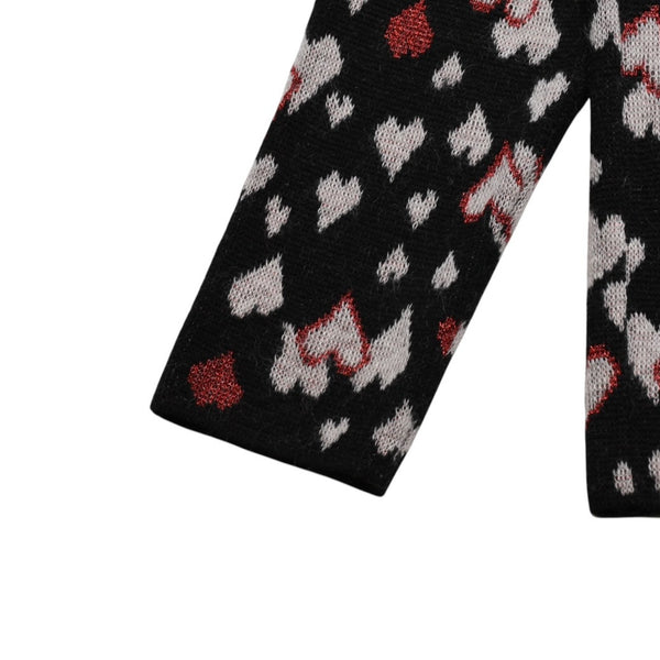 極美品 SAINT LAURENT サンローラン SS16 ハート カーディガン エディー期 423198 コットン ハート ブラック ホワイト レッド サイズ M 中古 4a002635