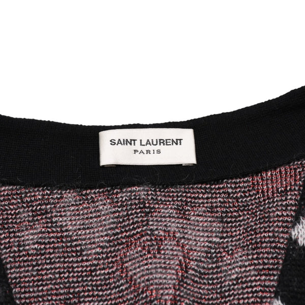 極美品 SAINT LAURENT サンローラン SS16 ハート カーディガン エディー期 423198 コットン ハート ブラック ホワイト レッド サイズ M 中古 4a002635