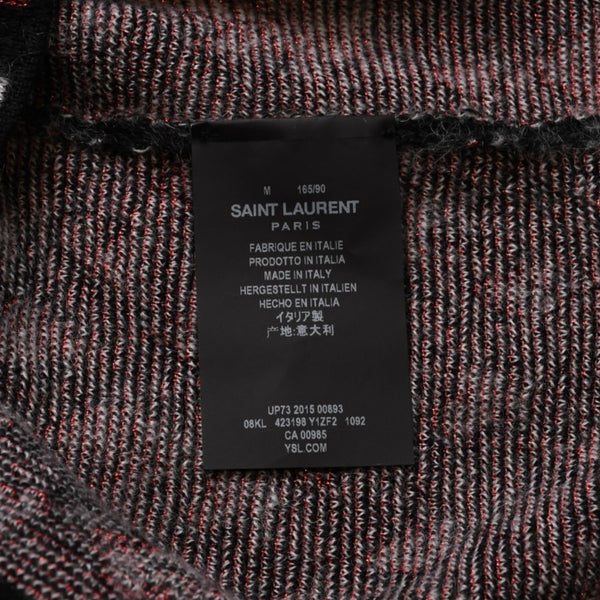 極美品 SAINT LAURENT サンローラン SS16 ハート カーディガン エディー期 423198 コットン ハート ブラック ホワイト レッド サイズ M 中古 4a002635