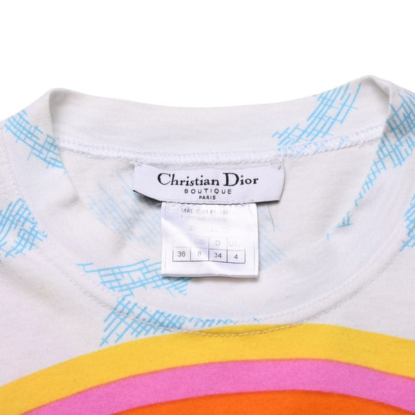 極美品 Christian Dior クリスチャンディオール 半袖Tシャツ 2P12155023 サイズ36 ホワイト カートゥーン ガリアーノ期 中古 4a003166