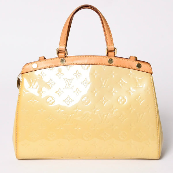 LOUIS VUITTON ルイヴィトン ブレアMM ハンドバッグ 2WAY M90180 モノグラム ヴェルニ イエロー ブラウン 美品 中古 4a002716