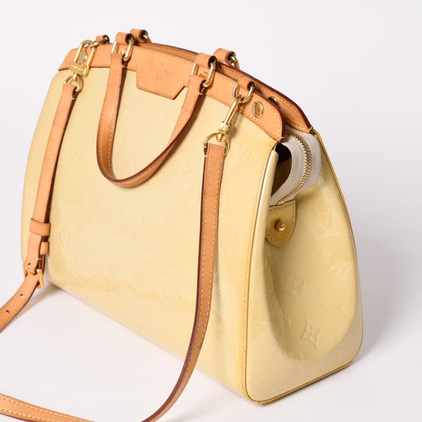 LOUIS VUITTON ルイヴィトン ブレアMM ハンドバッグ 2WAY M90180 モノグラム ヴェルニ イエロー ブラウン 美品 中古 4a002716