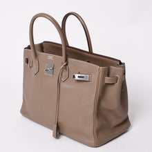 画像をギャラリービューアに読み込む, 極美品 HERMES エルメス BIRKIN バーキン35 エトープ シルバー金具 ヴォースイフト ハンドバッグ □K刻印 中古 4a002718