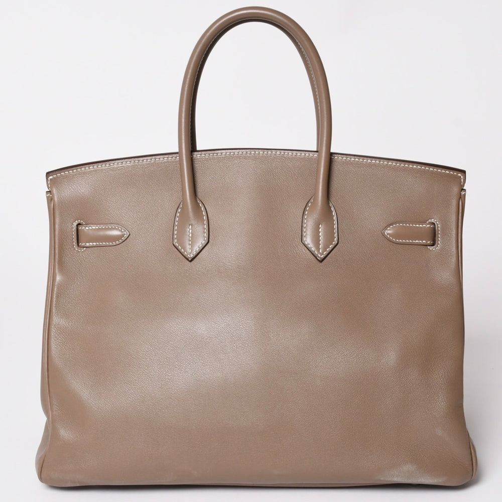 極美品 HERMES エルメス BIRKIN バーキン35 エトープ シルバー金具 ヴォースイフト ハンドバッグ □K刻印 中古 4a002718