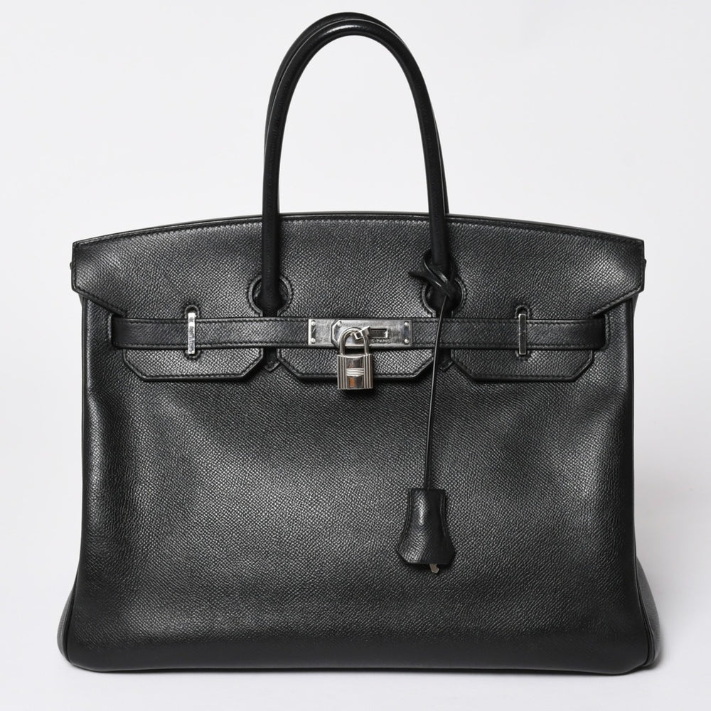 極美品 HERMES エルメス BIRKIN バーキン35 ブラック ゴールド金具 ヴォーエプソン ハンドバッグ □M刻印 中古 4a002717
