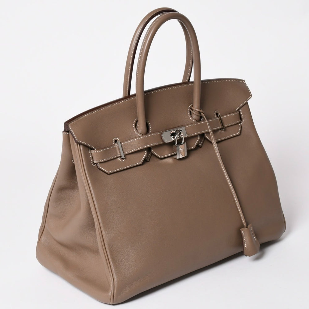 極美品 HERMES エルメス BIRKIN バーキン35 エトープ シルバー金具 ヴォースイフト ハンドバッグ □K刻印 中古 4a002718