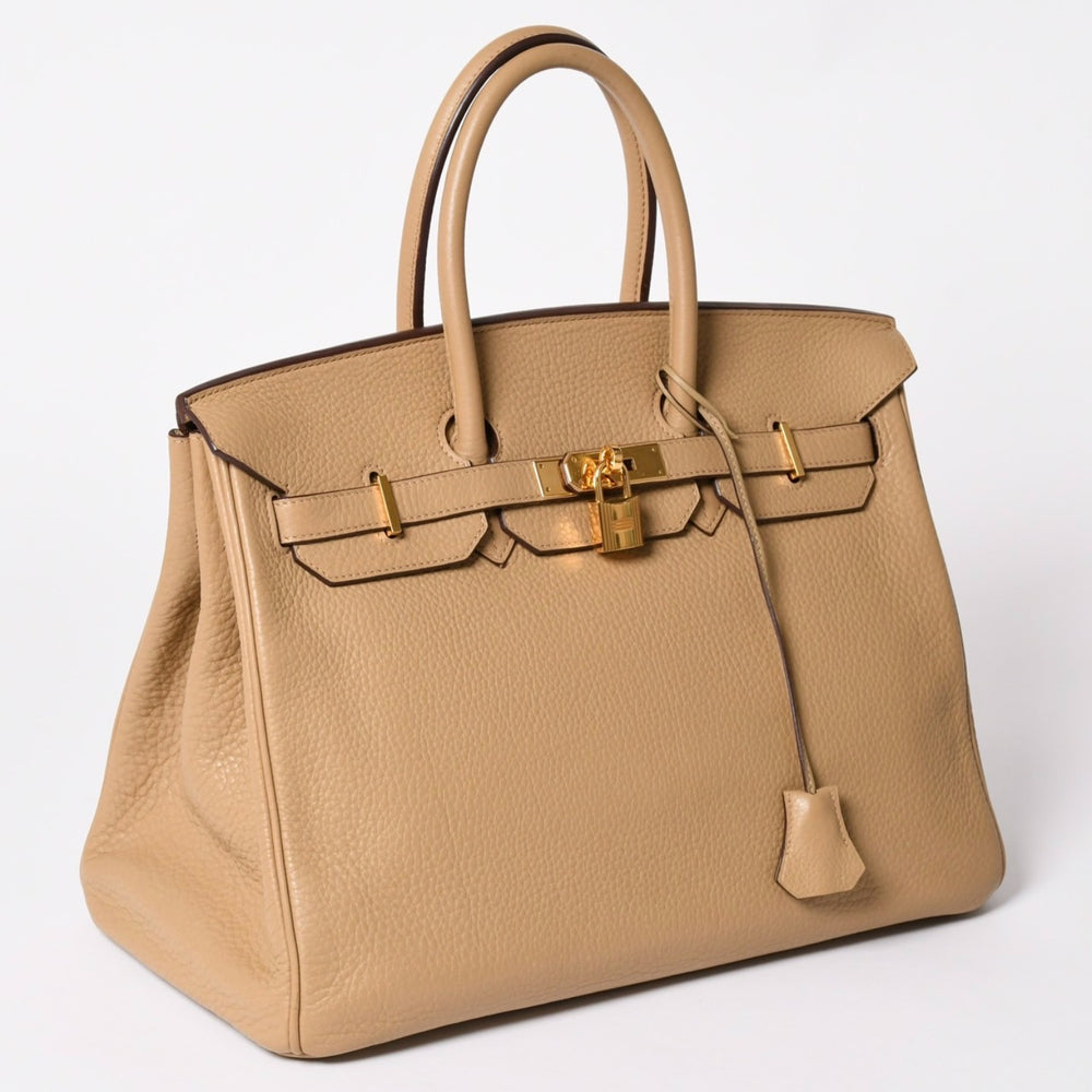 極美品 HERMES エルメス BIRKIN バーキン35 ベージュ ゴールド金具 トリヨンクレマンス ハンドバッグ ◻︎L刻印 中古 4a002719