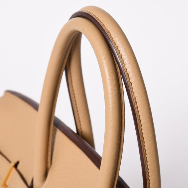 Mint condition HERMES Birkin 35 beige handbag with gold hardware in Taurillon Clemence leather. ◻L stamp, used, 4a002719