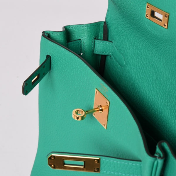 Unused Hermes Kelly Ad PM Togo Mint Gold Hardware Z Engraved Rucksack Bag 4a002720