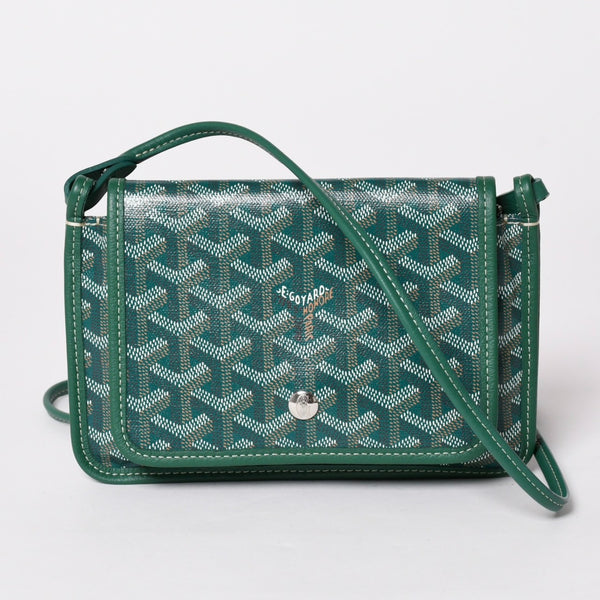 Like new GOYARD Plumé Pouch Wallet Shoulder Bag PLUMETPMLTY09CL09P Leather Green Silver Hardware Used 4a002750