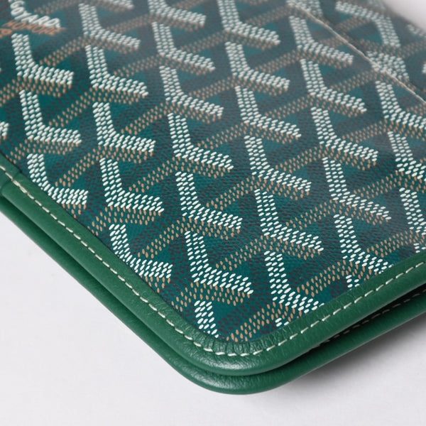 Like new GOYARD Plumé Pouch Wallet Shoulder Bag PLUMETPMLTY09CL09P Leather Green Silver Hardware Used 4a002750