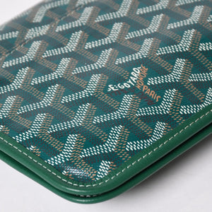 Like new GOYARD Plumé Pouch Wallet Shoulder Bag PLUMETPMLTY09CL09P Leather Green Silver Hardware Used 4a002750