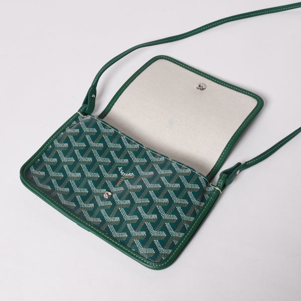 Like new GOYARD Plumé Pouch Wallet Shoulder Bag PLUMETPMLTY09CL09P Leather Green Silver Hardware Used 4a002750