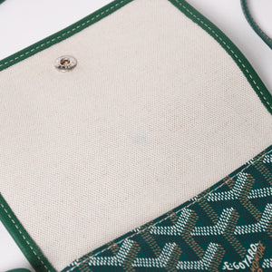 Like new GOYARD Plumé Pouch Wallet Shoulder Bag PLUMETPMLTY09CL09P Leather Green Silver Hardware Used 4a002750