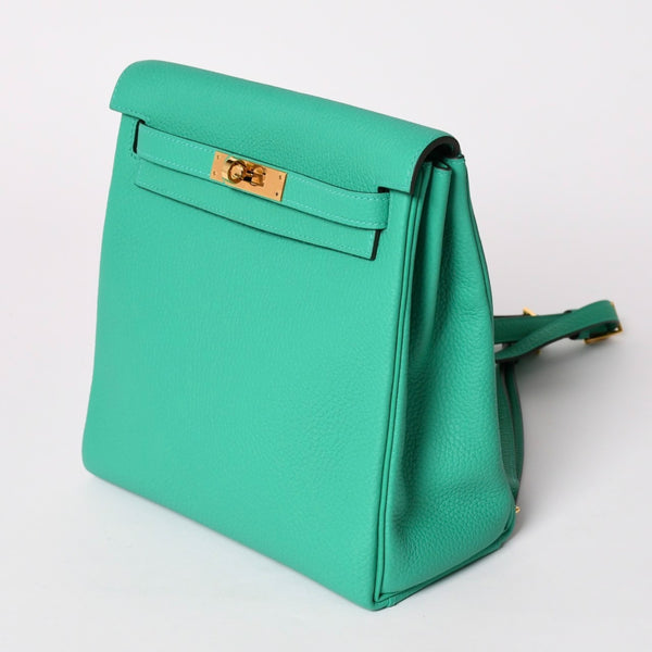 Unused Hermes Kelly Ad PM Togo Mint Gold Hardware Z Engraved Rucksack Bag 4a002720